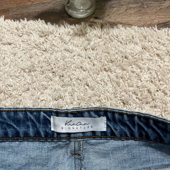 Kancan Edgy Distressed Destroyed Retro 90's Vibes Button Fly Denim Mini Skirt - Picture 3 of 5